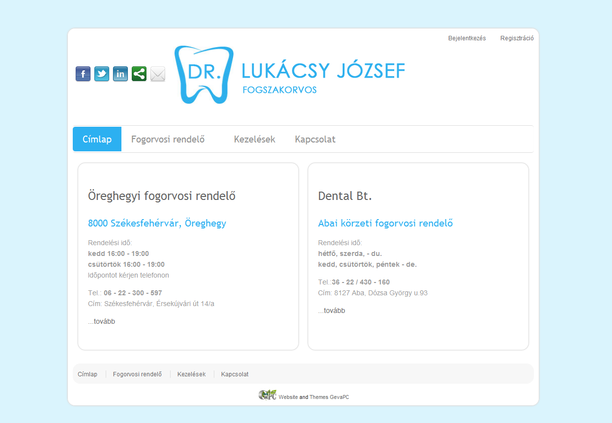 dr Lukácsy József fogszakorvos honlap nyitóoldal - GEvaPC honlap és smink