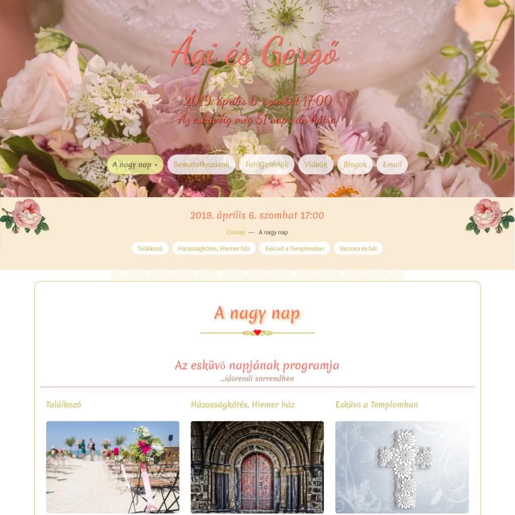 Esküvői weboldal - bemutató oldal