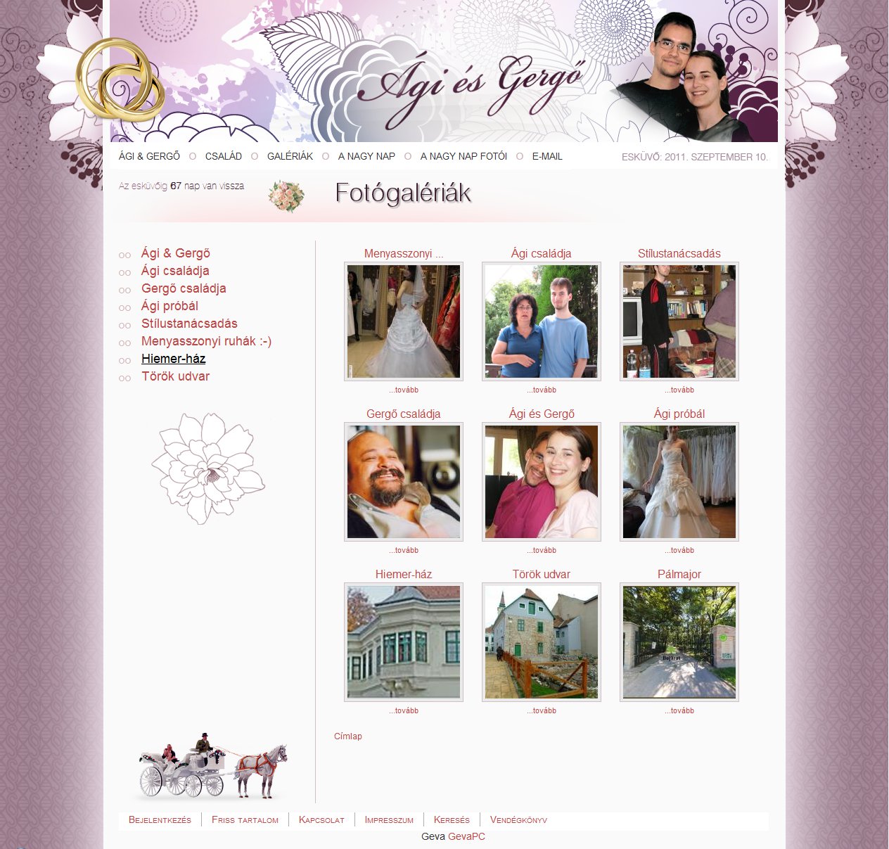 Ági és Gergő esküvői honlap - fotó galériák, GevaPC honlap és smink