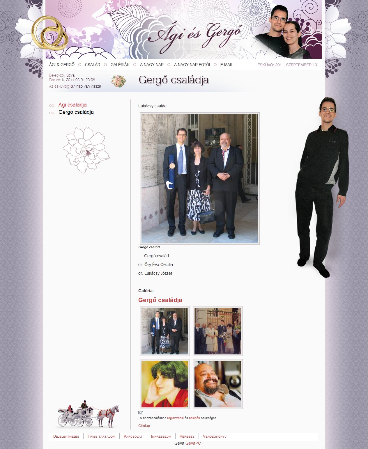 Ági és Gergő esküvői honlap - vőlegény oldali sminkkel, GevaPC honlap és smink