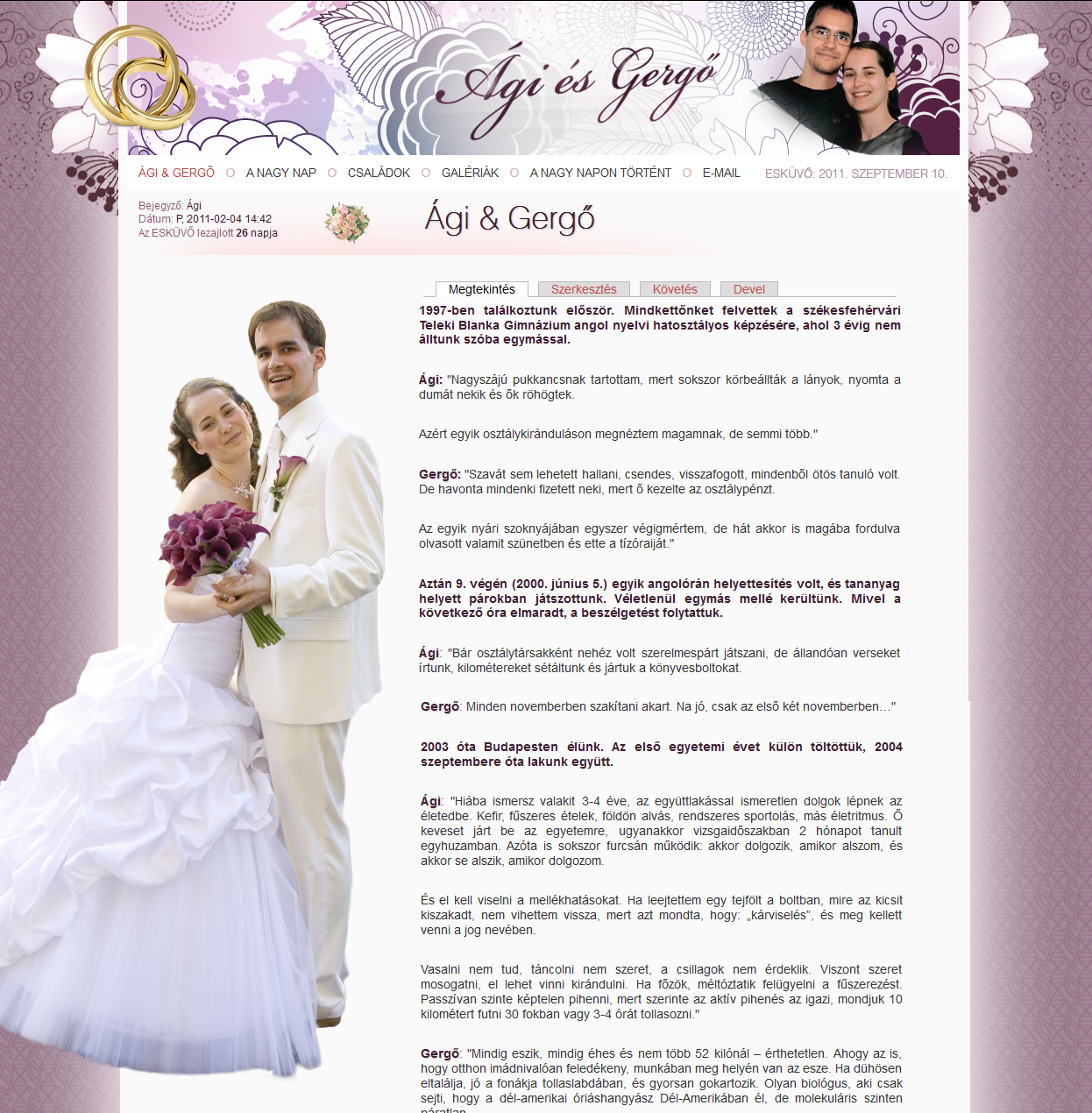 Ági és Gergő esküvői honlap - esküvő után, GevaPC honlapok és sminkek