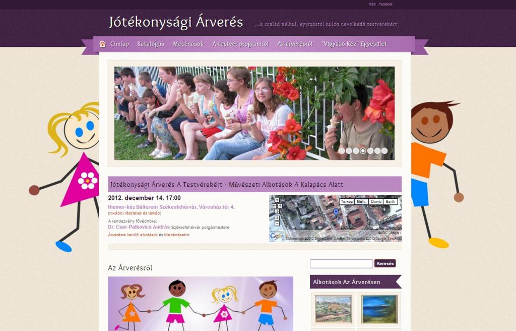 Jótékonysági árverés - Vigyázókéz Gyermekvédelmi Egyesület, GevaPC fejlesztésű honlap és smink