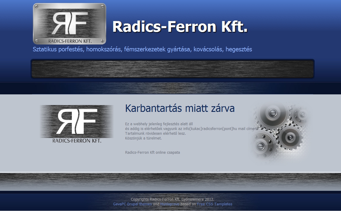 Radics-Ferron Kft honlap karbantartás oldal